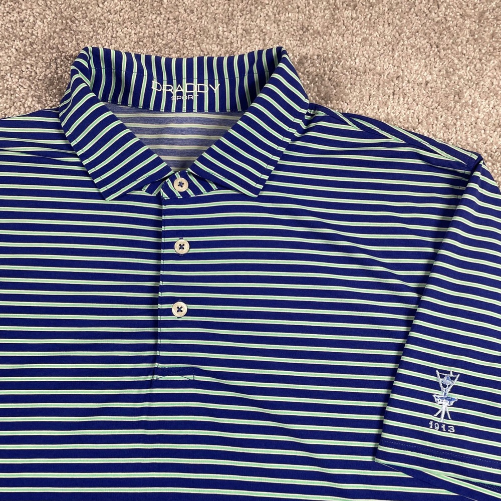 Draddy Sport Polo Shirt Mens XXL Golf Performance Stretch Stripe Made in USA